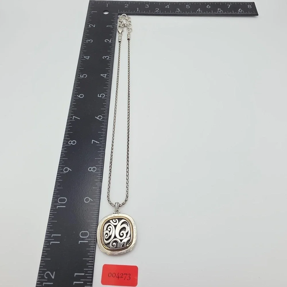 BRIGHTON 'Spin Master' Necklace Reversible Scrollwork Gold & Silver Plate 18